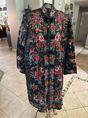 Vintage Plum Blossoms Embroidered Silk Coat size 44